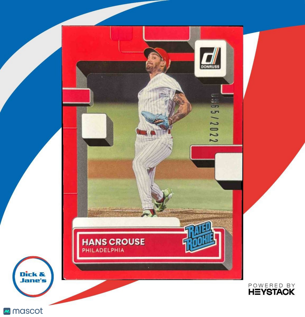 2022 Panini Donruss Hans Crouse Red /2022 #67 RC Philadelphia Phillies
