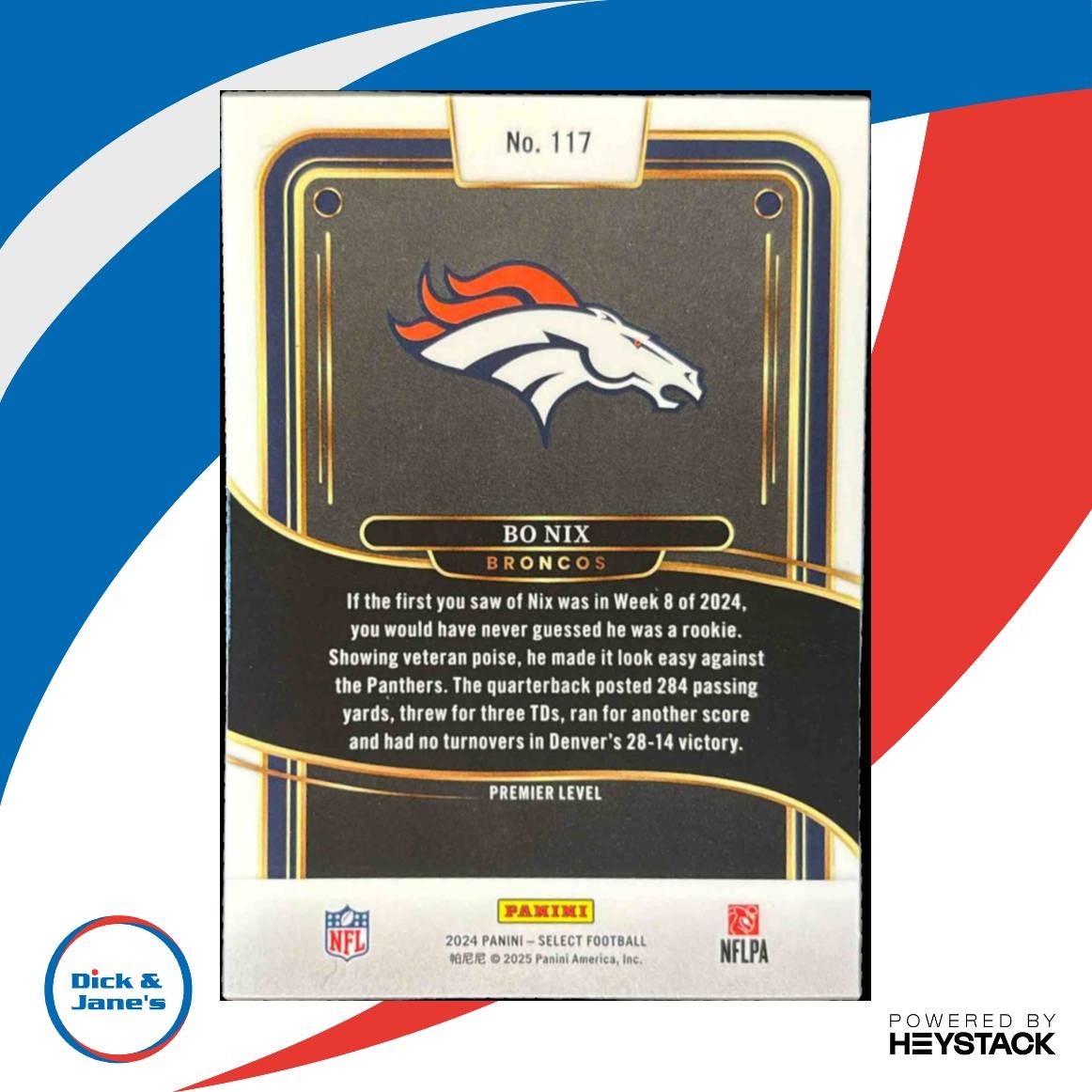 2024 Panini Select Bo Nix Premier #117 RC Denver Broncos