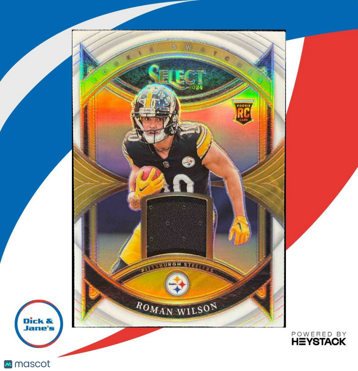 2024 Select Roman Wilson Rookie Swatches White /75 MEM RC Pittsburgh Steelers