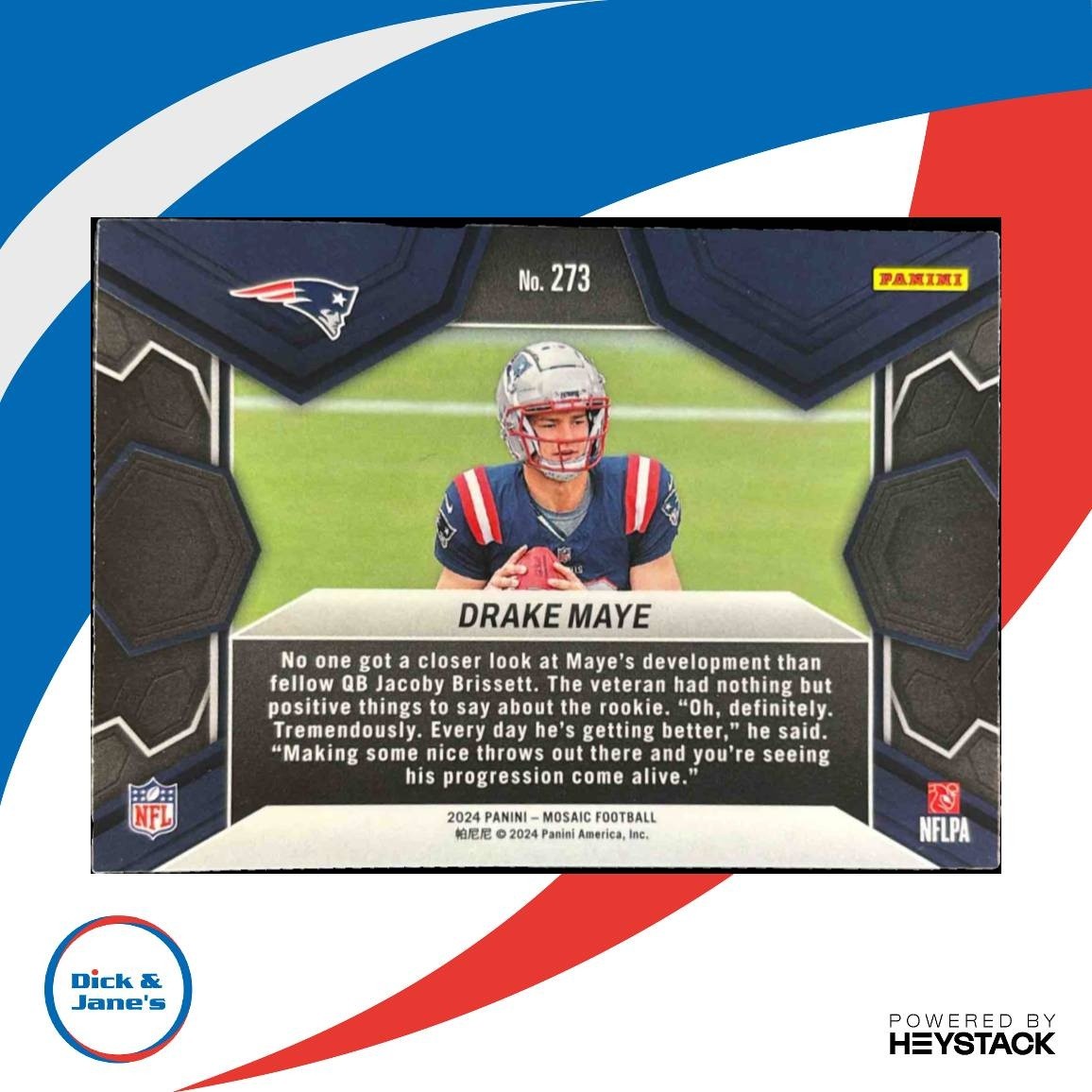 2024 Panini Mosaic Drake Maye #273 RC NFL Debut New England Patriots