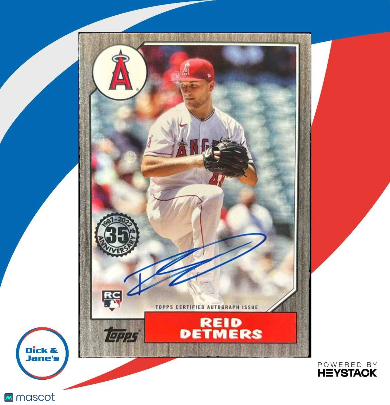 2022 Topps Reid Detmers 1987 Baseball 35th Anniversary Auto Black /199 RC Angels