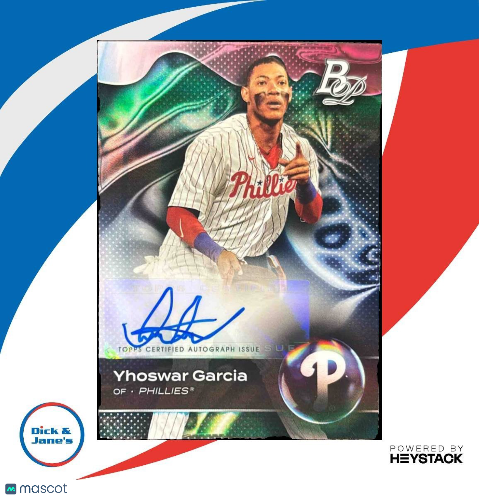 2023 Bowman Platinum Yhoswar Garcia Top Prospects Auto #TOP-71 Phillies