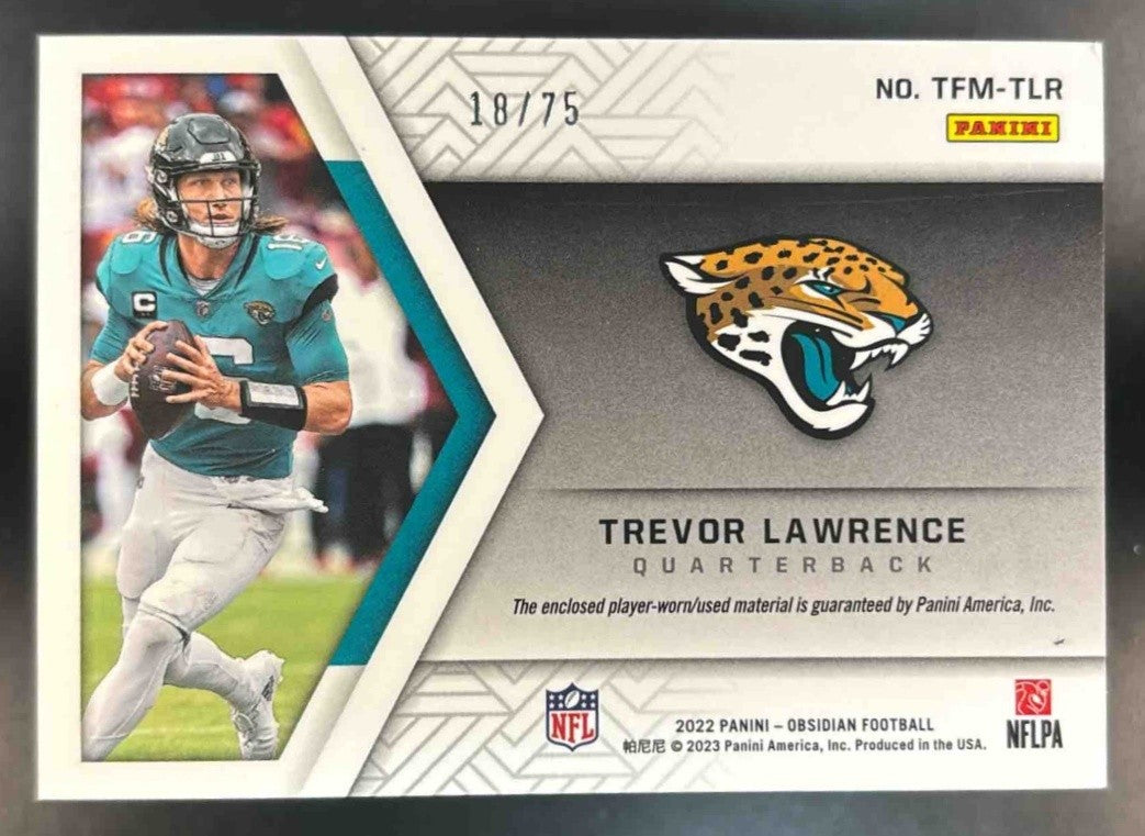 2022 Panini Obsidian Trevor Lawrence Trifecta Material /75 Jacksonville Jaguars