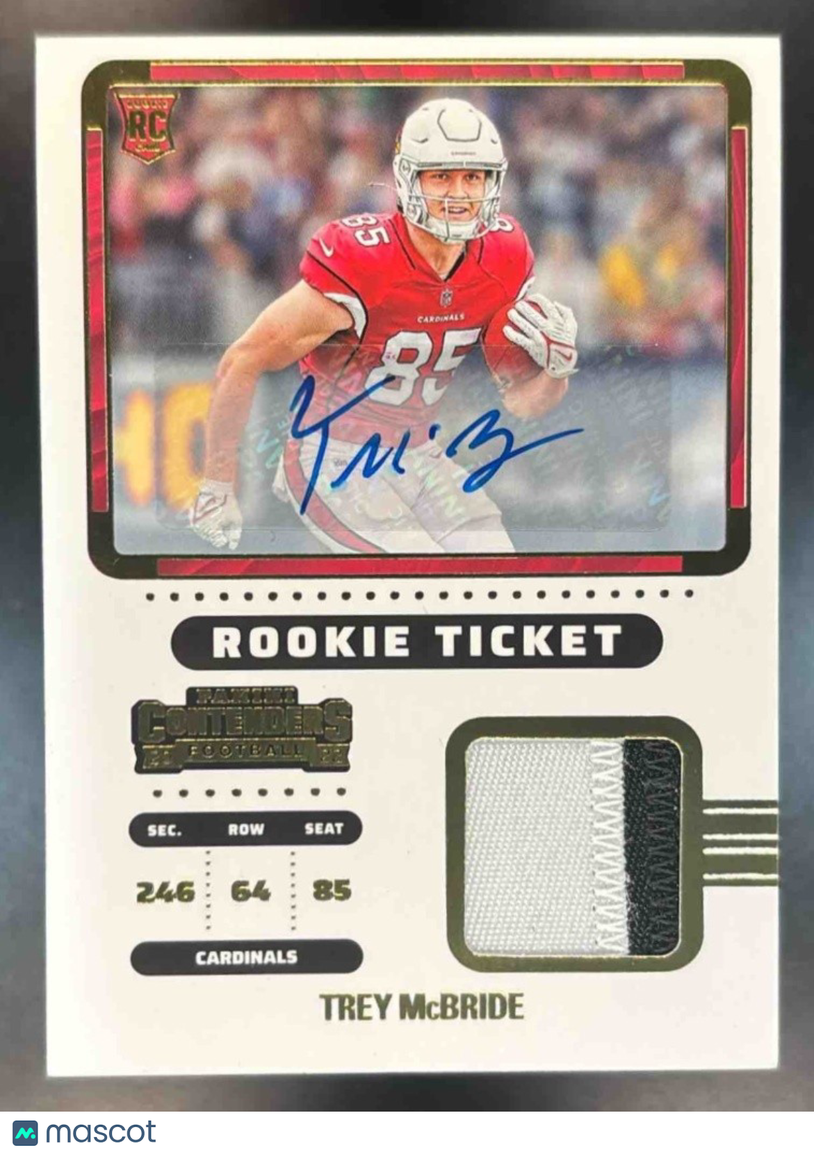 2022 Contenders Trey McBride Rookie Ticket Swatches Auto RC Arizona Cardinals