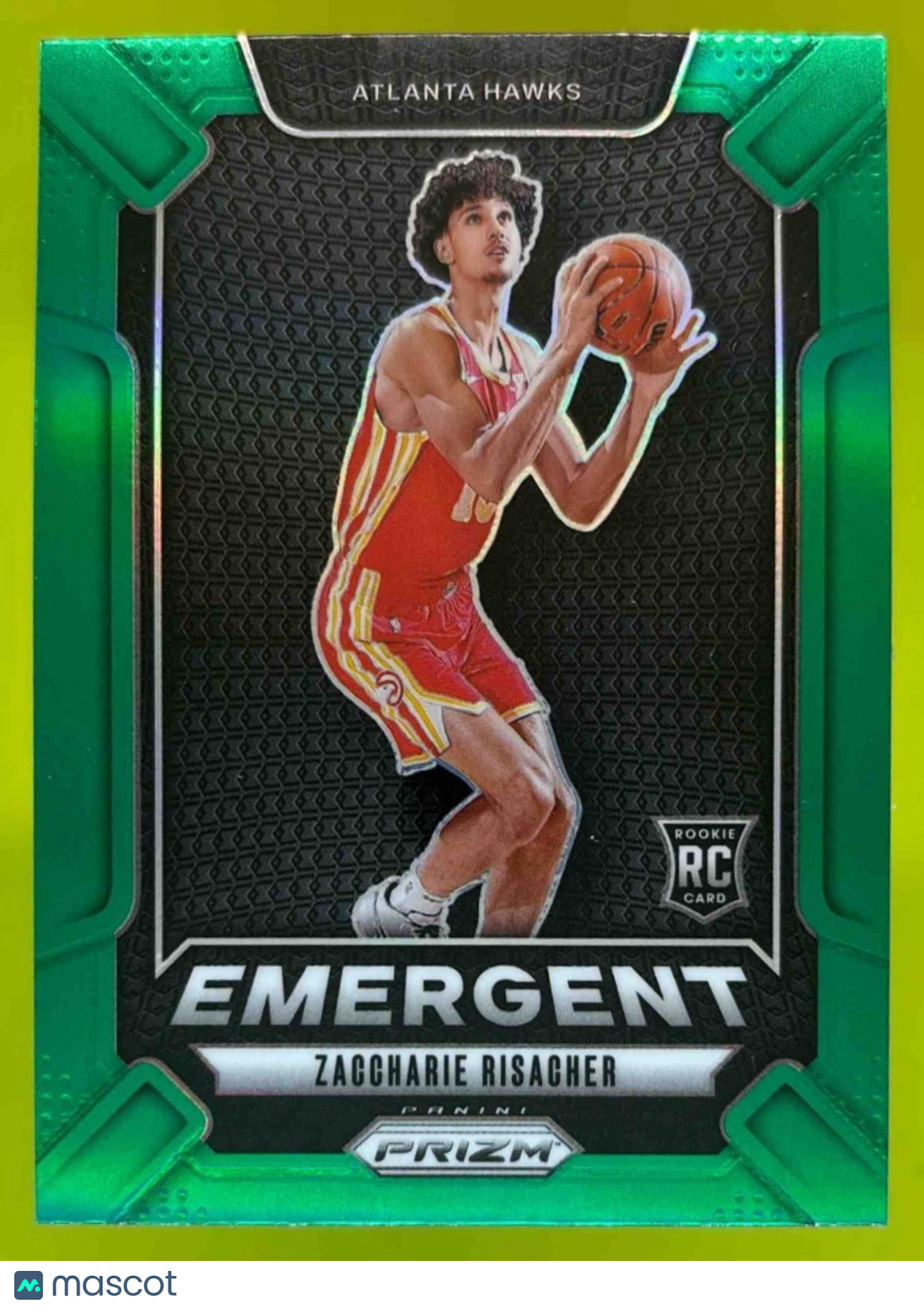 2024-25 Panini Prizm Zaccharie Risacher Emergent Green #6 RC Atlanta Hawks