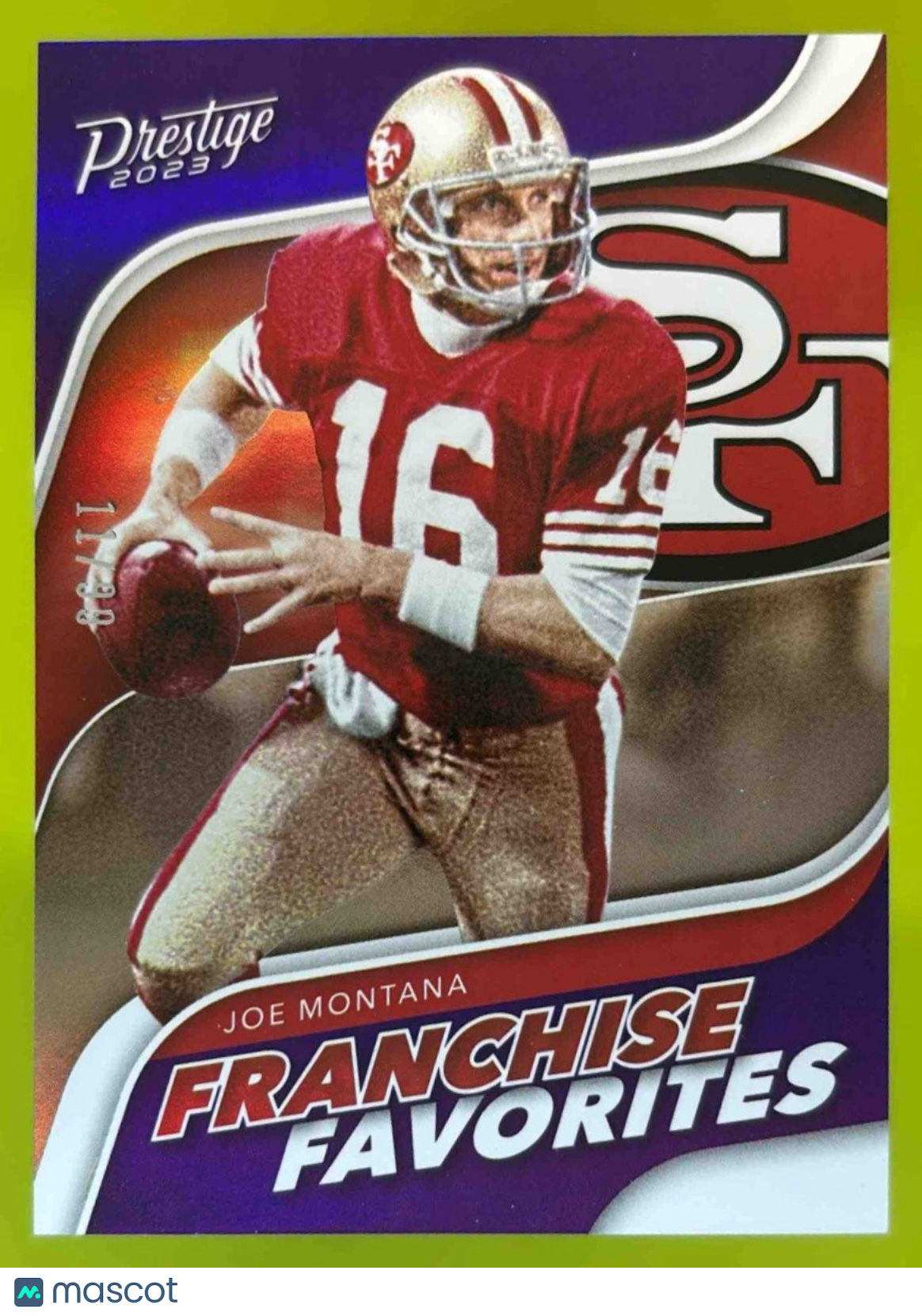 2023 Prestige Joe Montana Franchise Favorites Purple /99 San Francisco 49ers