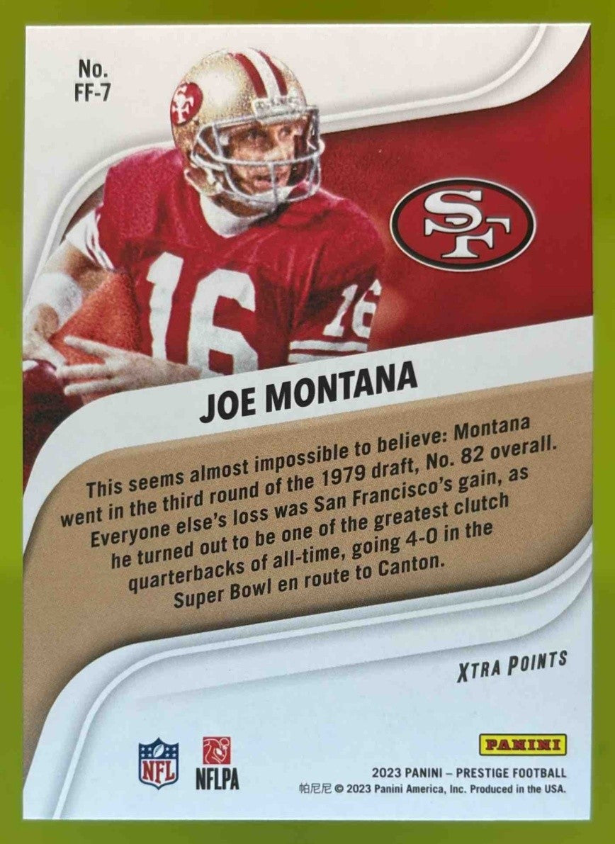 2023 Prestige Joe Montana Franchise Favorites Purple /99 San Francisco 49ers