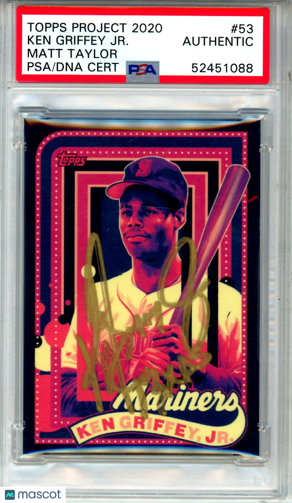 Topps Project 2020 Ken Griffey J Matt Taylor Gold Ink 1/1 PSA Authentic Auto