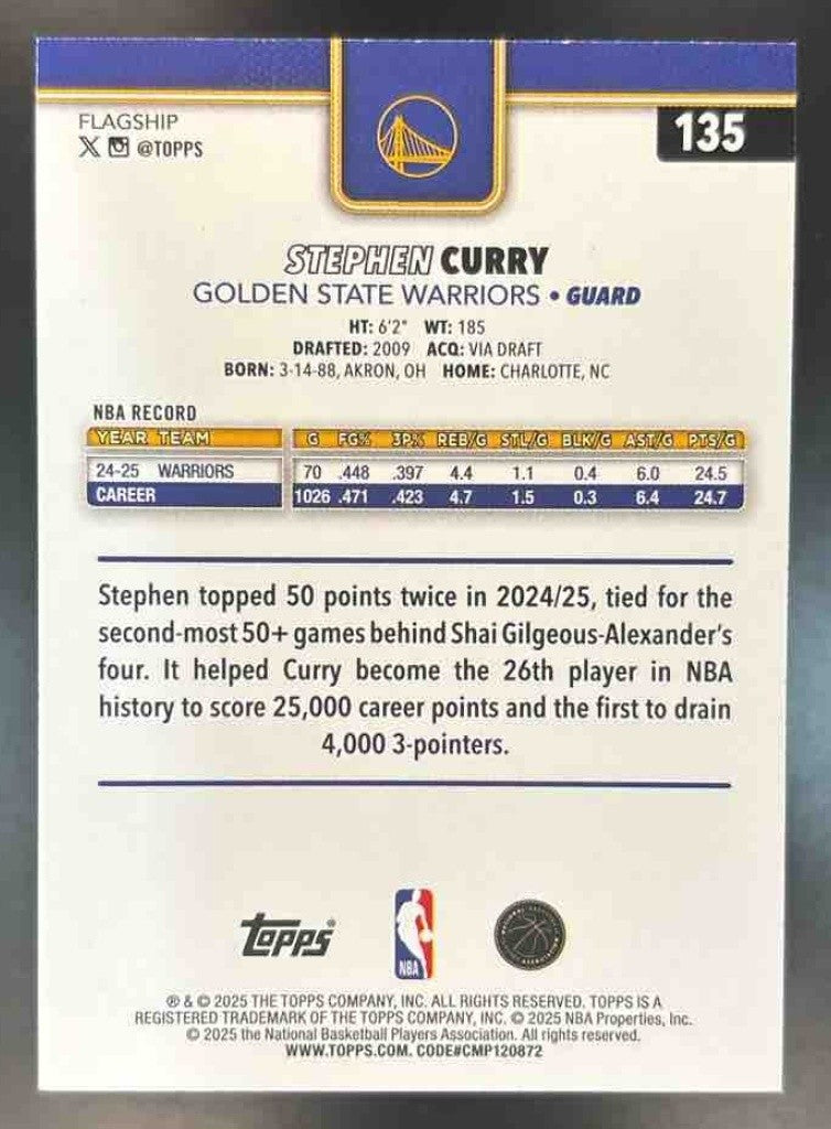 2025-26 Topps Stephen Curry Season Tip-Off #135 Golden State Warriors