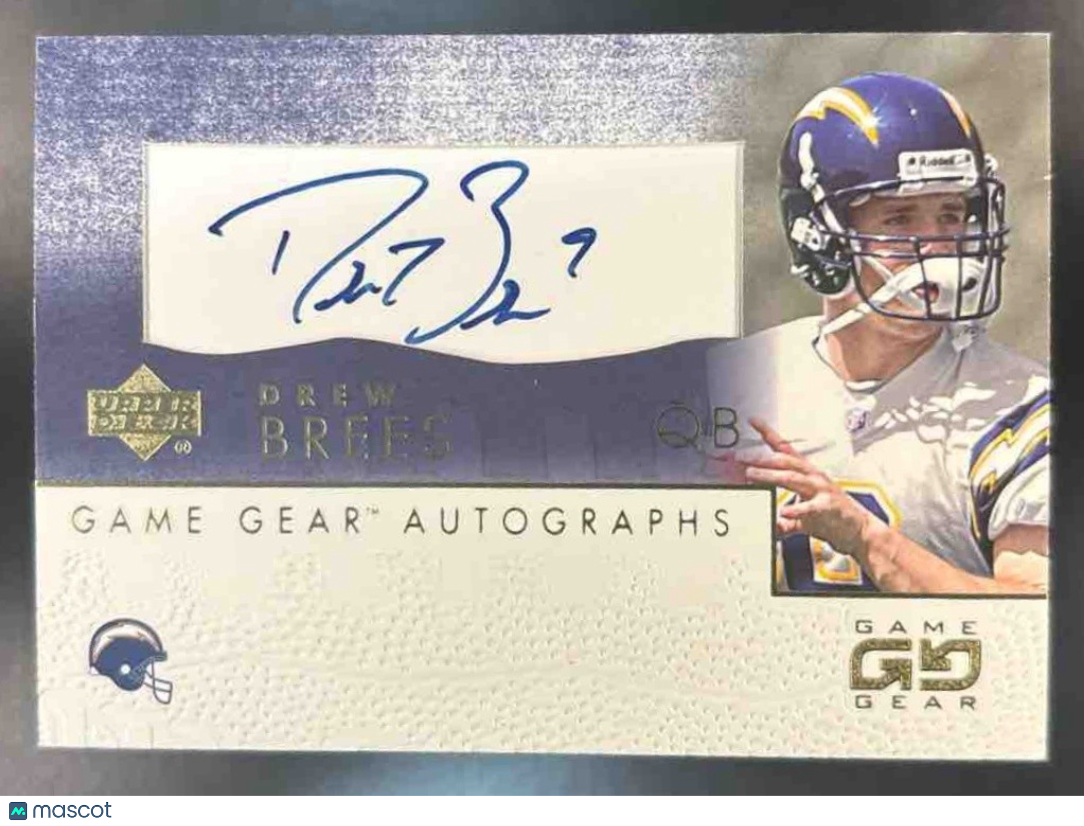 2001 Upper Deck Game Gear Drew Brees Auto San Diego Chargers