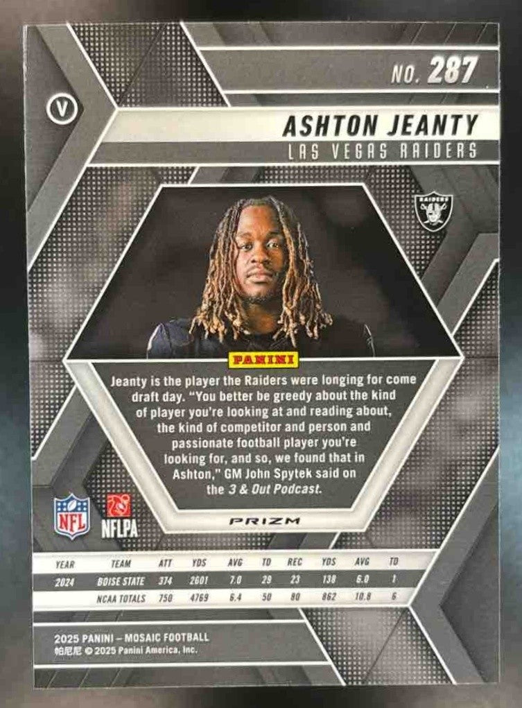 2025 Mosaic Ashton Jeanty Rookie Variation Mosaic Prizm #287 RC Las Vegas Raider