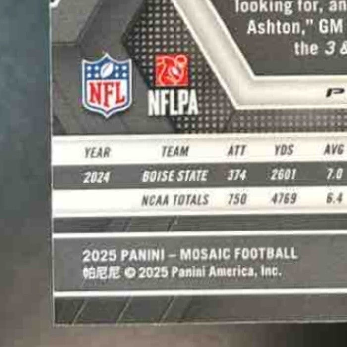 2025 Mosaic Ashton Jeanty Rookie Variation Mosaic Prizm #287 RC Las Vegas Raider