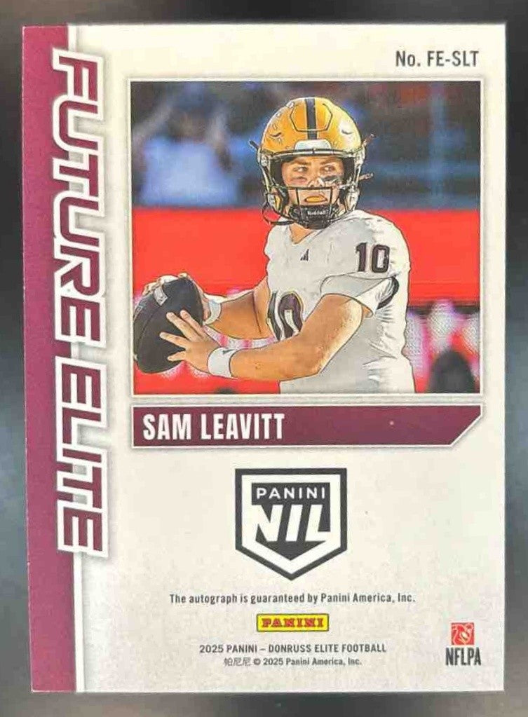 2025 Panini Donruss Elite Sam Leavitt Future NIL Auto Purple /99