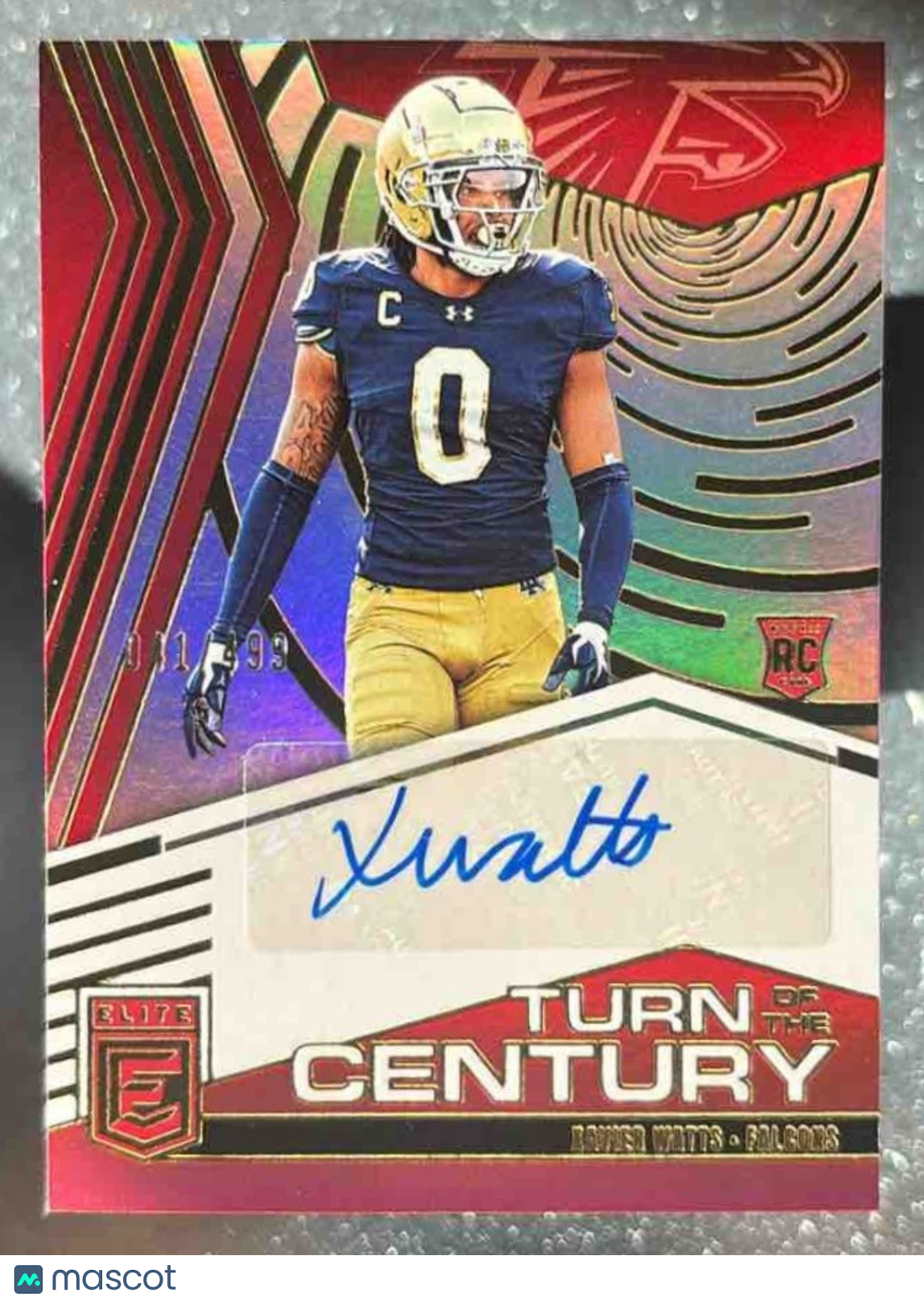 2025 Donruss Elite Xavier Watts Turn of the Century Auto /499 RC Atlanta Falcons