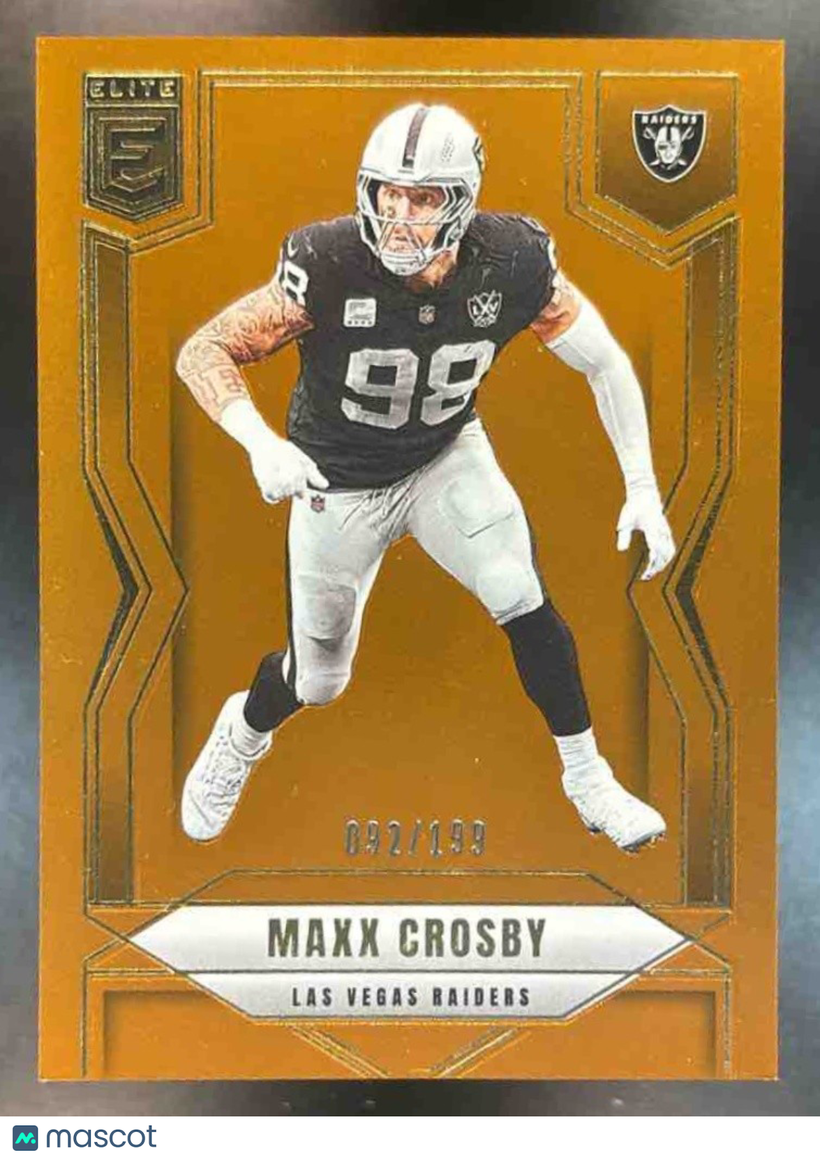 2025 Panini Donruss Elite Maxx Crosby Orange /199 #87 Las Vegas Raiders
