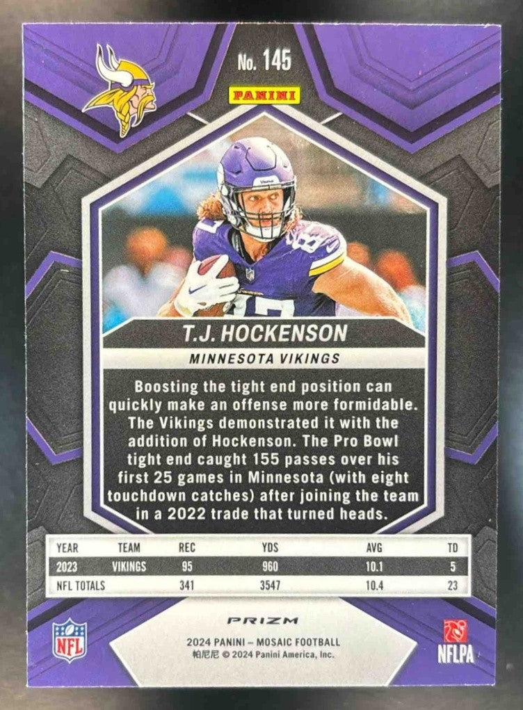 2024 Panini Mosaic T.J. Hockenson Genesis Prizm #145 Minnesota Vikings