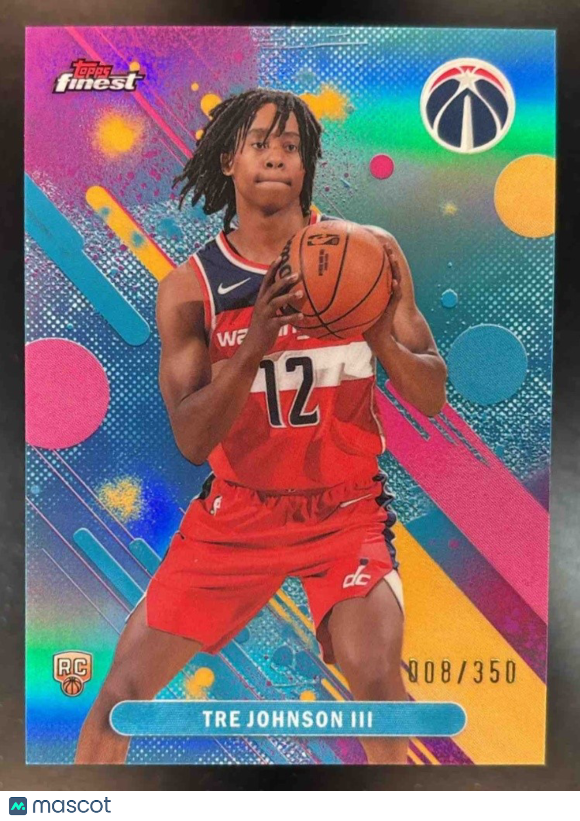 2025-26 Topps Finest Tre Johnson III Sky Blue /350 #6 RC Washington Wizards