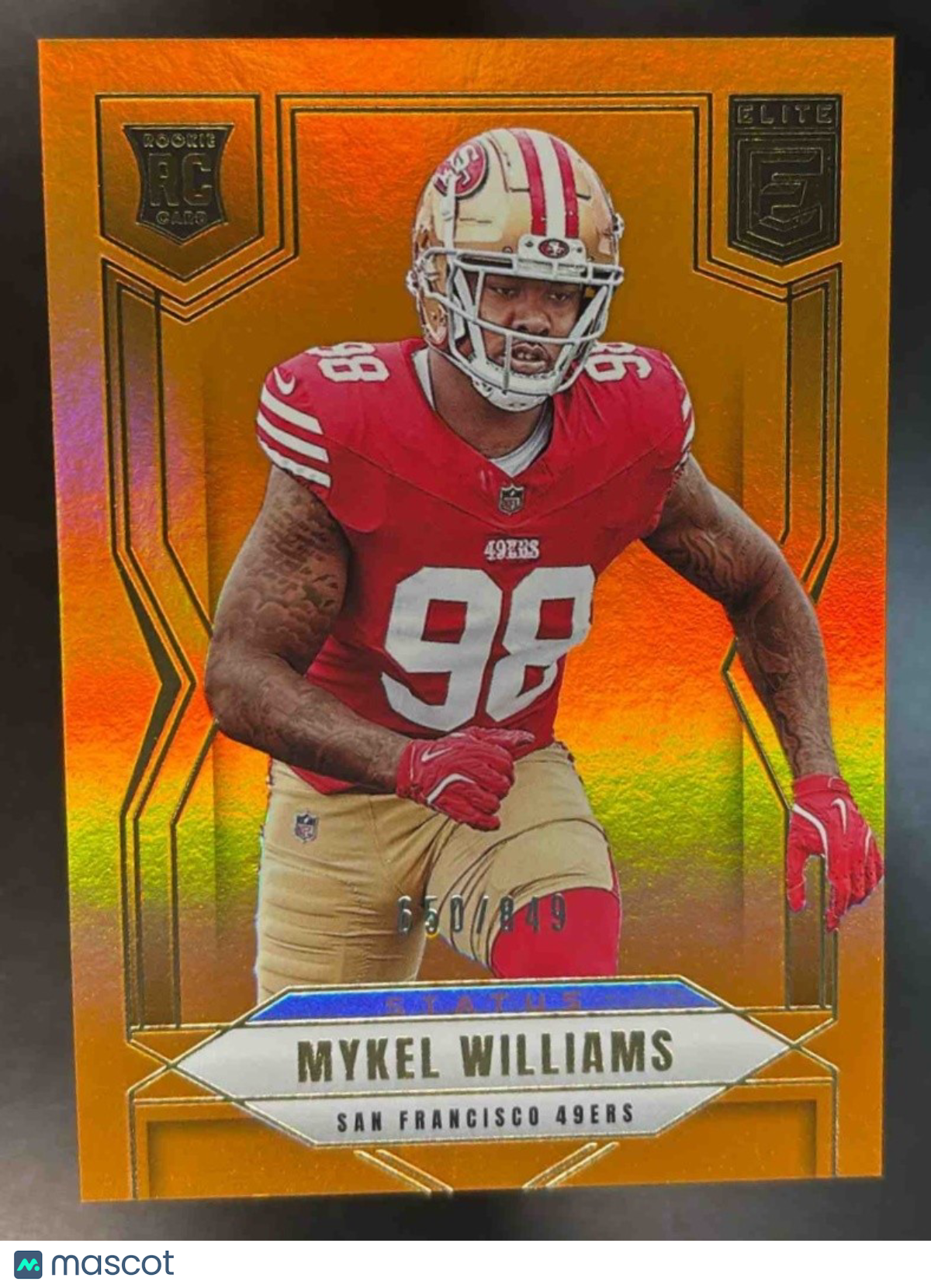 2025 Panini Donruss Elite Mykel Williams Orange /849 #164 RC San Francisco 49ers