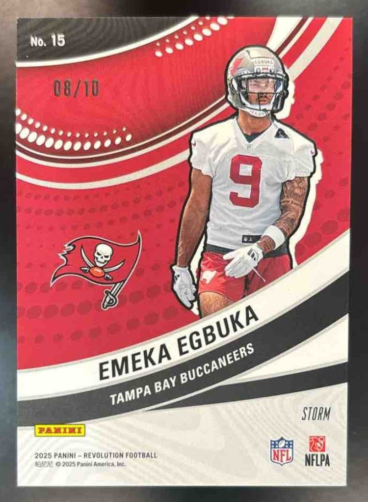 2025 Panini Revolution Emeka Egbuka Futures Purple Storm /10 #15 RC Buccaneers