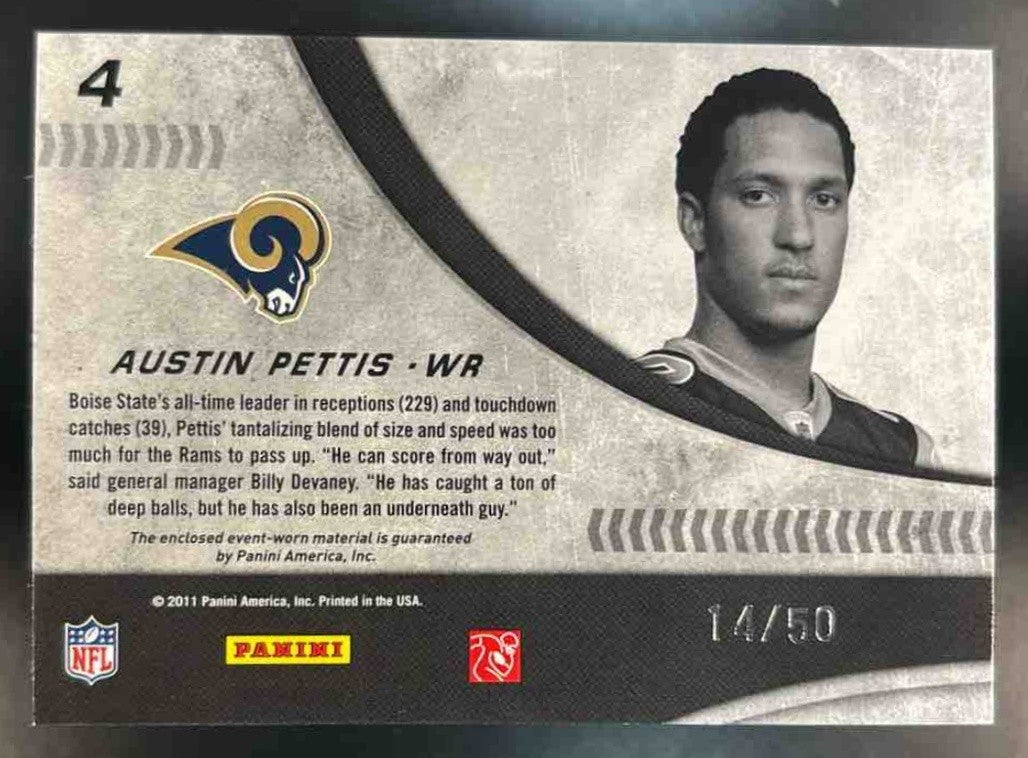 2011 Panini Donruss Elite Austin Pettis New Breed Jersey /50 #4 RC St Louis Rams
