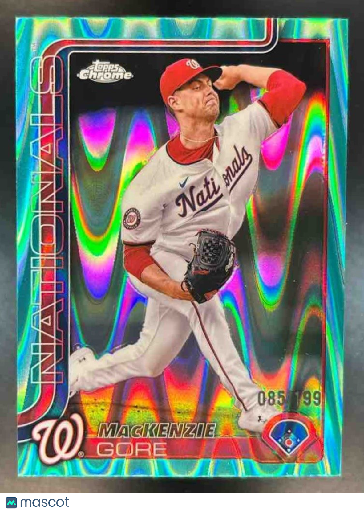 2025 Topps Chrome MacKenzie Gore Aqua Lava /199 #160 Washington Nationals