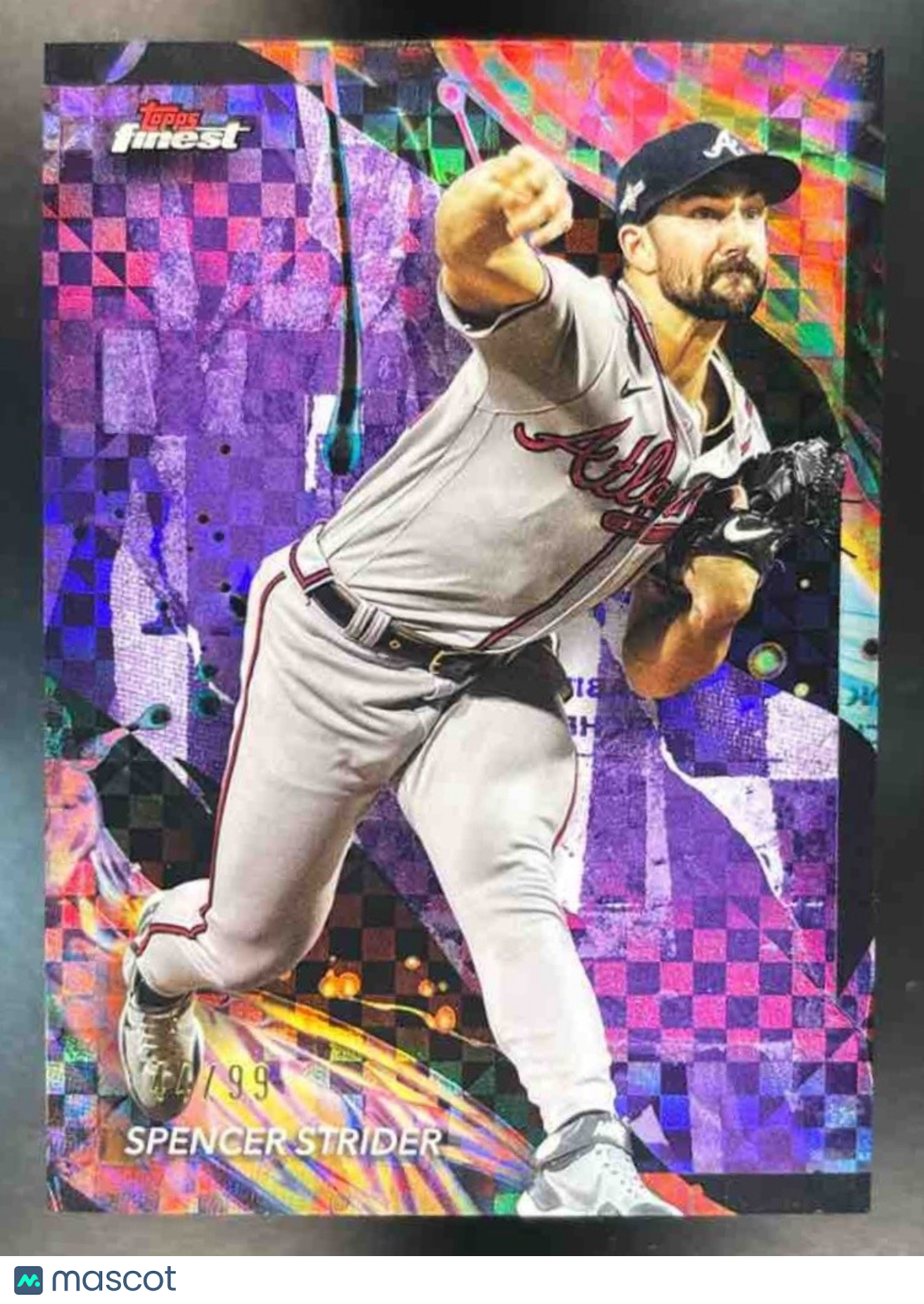 2024 Topps Finest Spencer Strider Purple Checkerboard /99 #181 Atlanta Braves