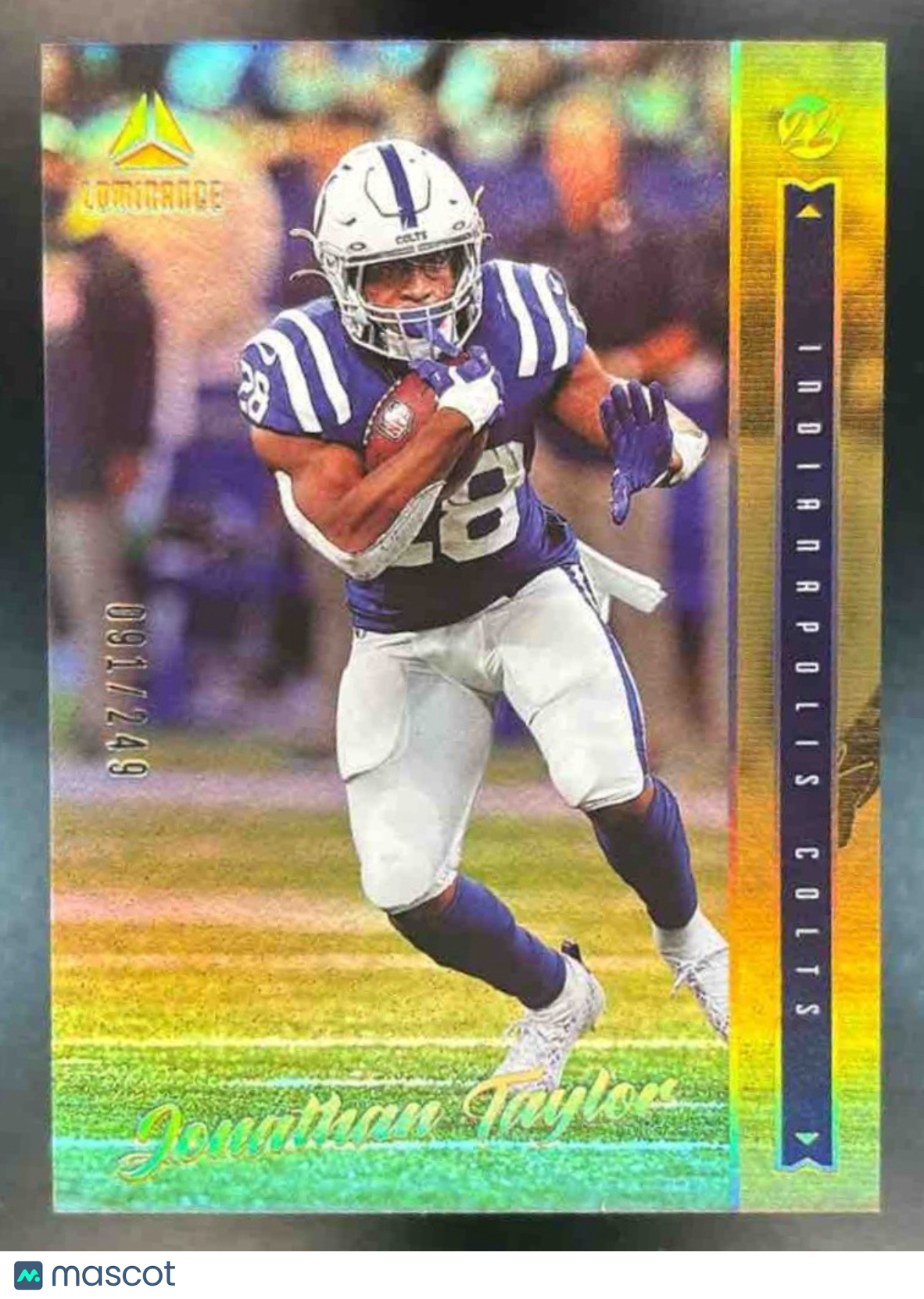 2022 Panini Luminance Jonathan Taylor Gold /249 #34 Indianapolis Colts