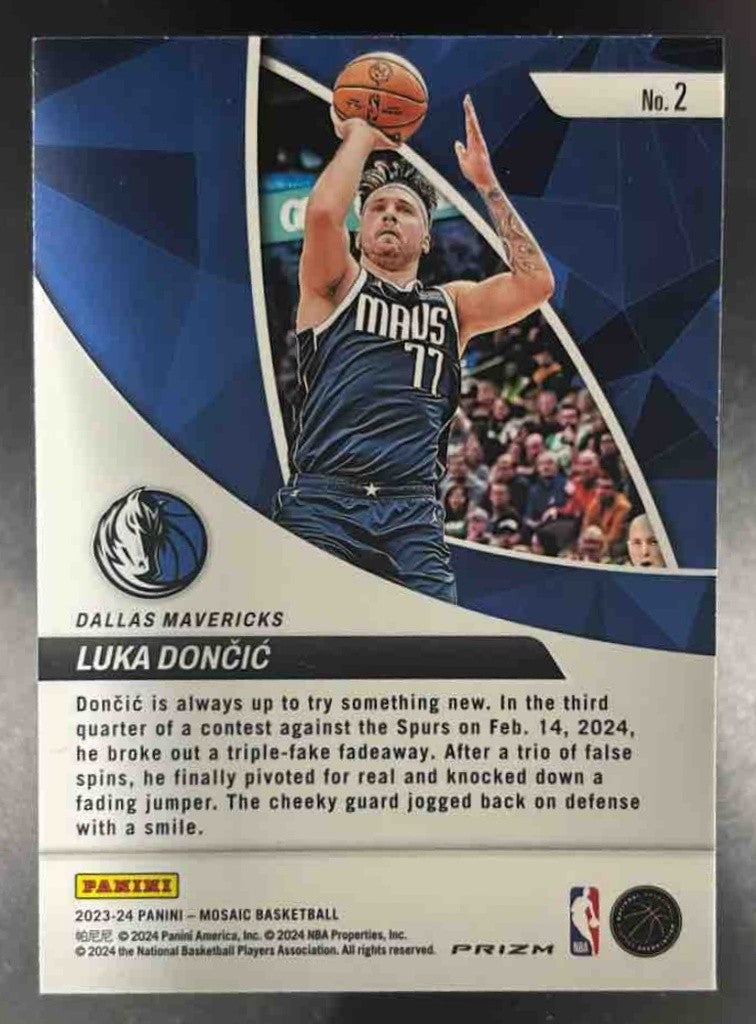 2023-24 Panini Mosaic Luka Doncic Elevate Mosaic Green #2 Dallas Mavericks