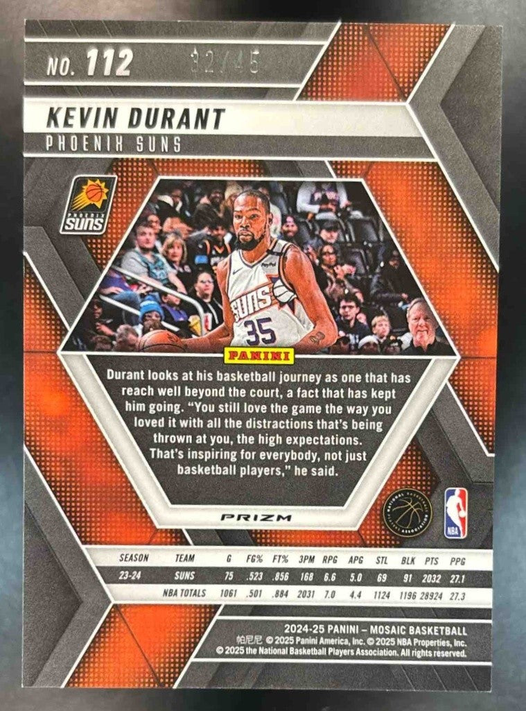 2024-25 Panini Mosaic Kevin Durant Choice Blue /45 #112 Phoenix Suns