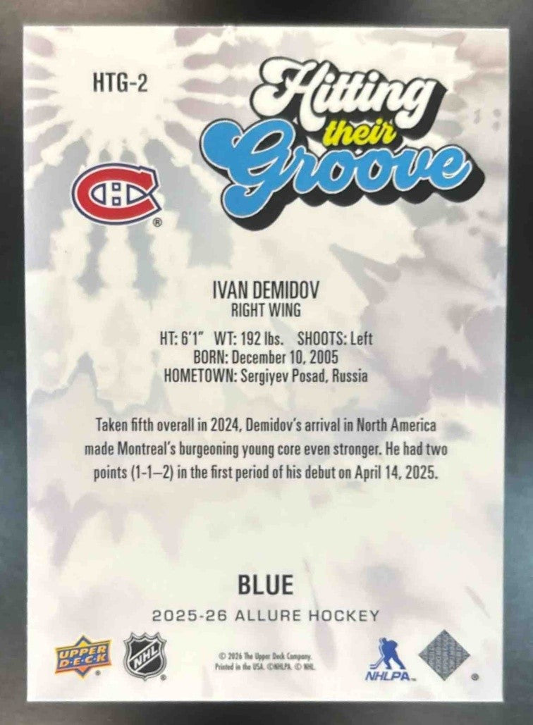 2025-26 Upper Deck Allure Ivan Demidov Hitting Their Groove Blue Canadiens