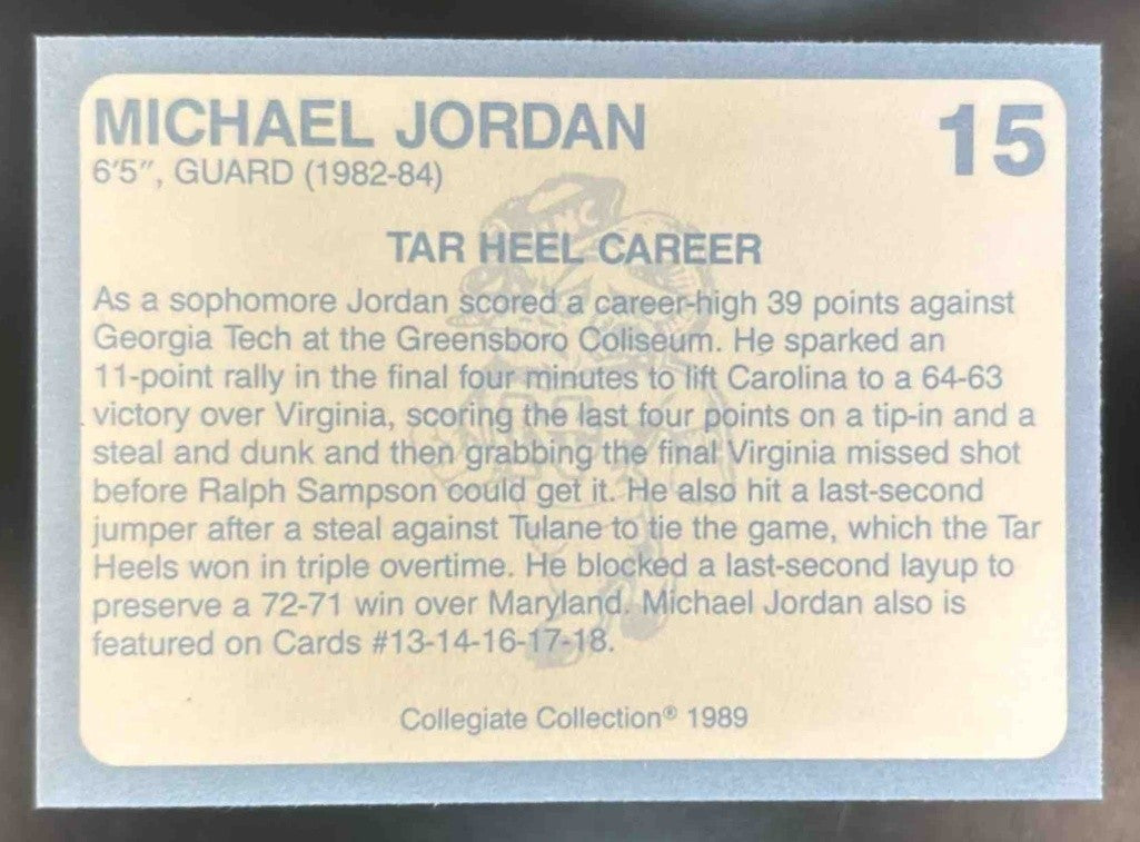1989 Collegiate Collection North Carolina's Finest Michael Jordan #15 Tar Heels