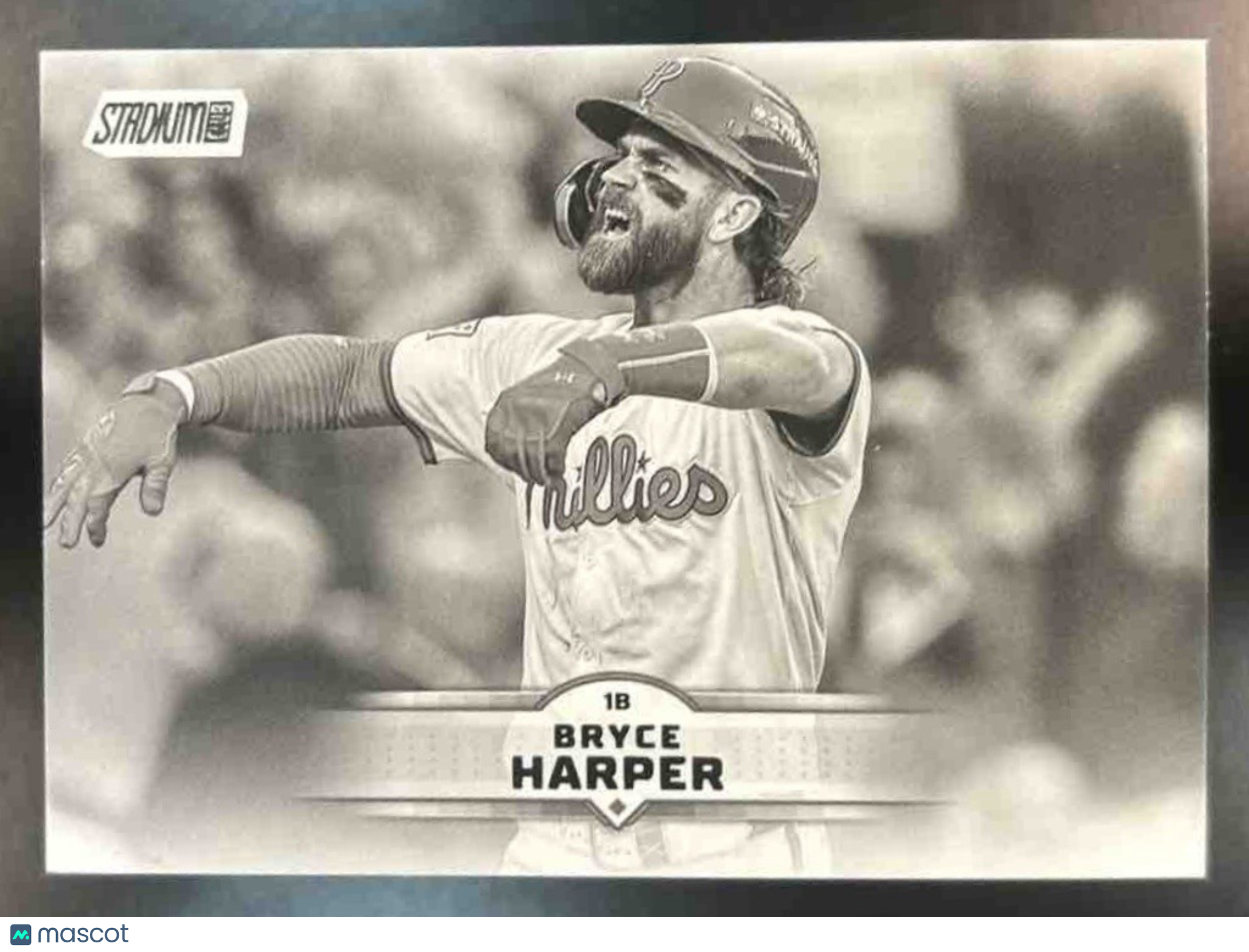 2025 Topps Stadium Club Bryce Harper Black and White #126 Philadelphia Phillies