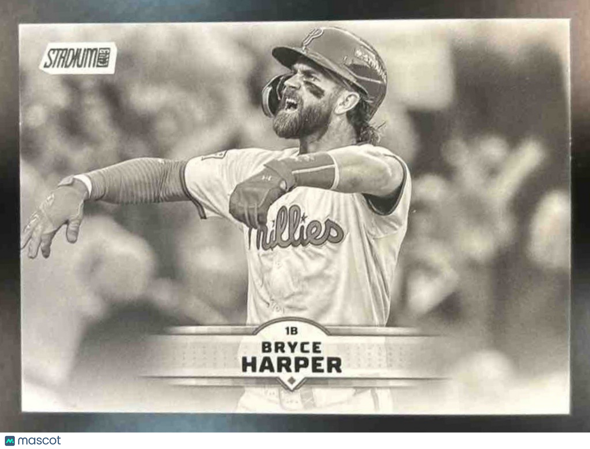 2025 Topps Stadium Club Bryce Harper Black and White #126 Philadelphia Phillies