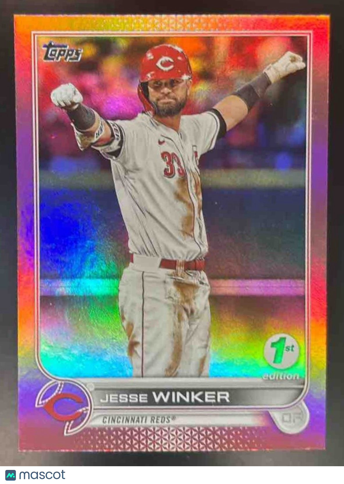2022 Topps 1st Edition Jesse Winker Hot Pink Foil /10 #81 Cincinnati Reds