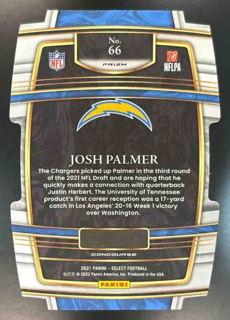 2021 Panini Select Josh Palmer Zebra Prizm Die Cut #66 RC Los Angeles Chargers