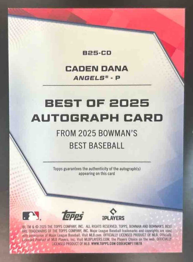 2025 Bowman's Best Caden Dana Best of 2025 Auto Blue /150 Los Angeles Angels