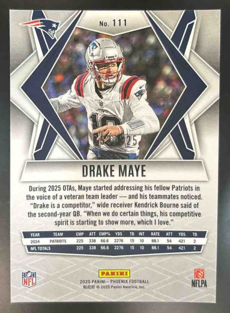 2025 Panini Phoenix Drake Maye Light Blue Lava /325 #111 New England Patriots
