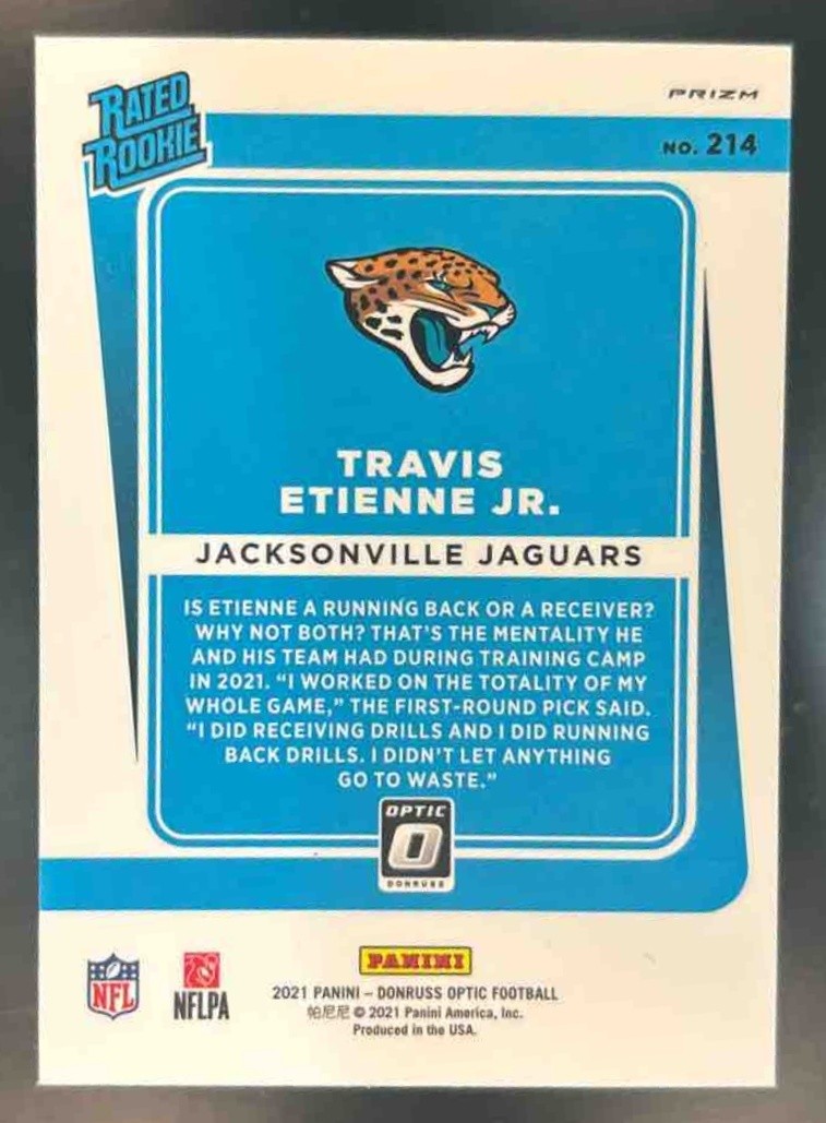 2021 Donruss Optic Travis Etienne Jr. Teal Velocity #214 RC Jacksonville Jaguars