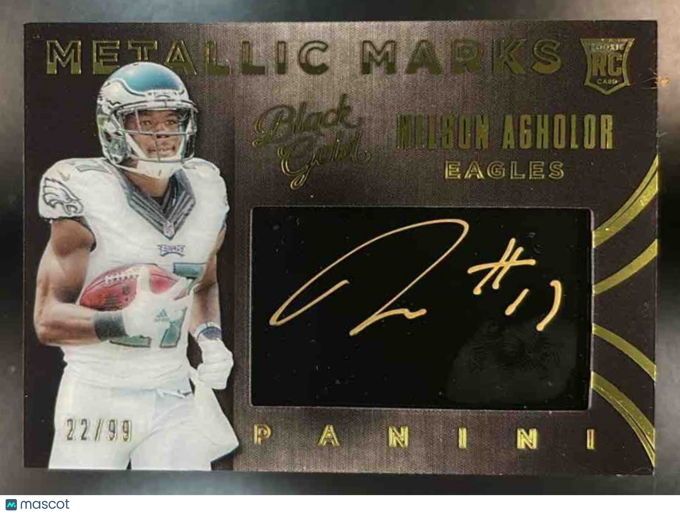 2015 Panini Black Gold Nelson Agholor Metallic Marks /99 RC Auto Eagles