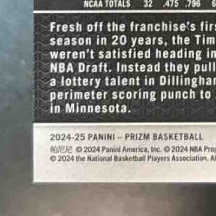 2024-25 Panini Prizm Rob Dillingham Pink Pulsar /42 #250 RC Timberwolves