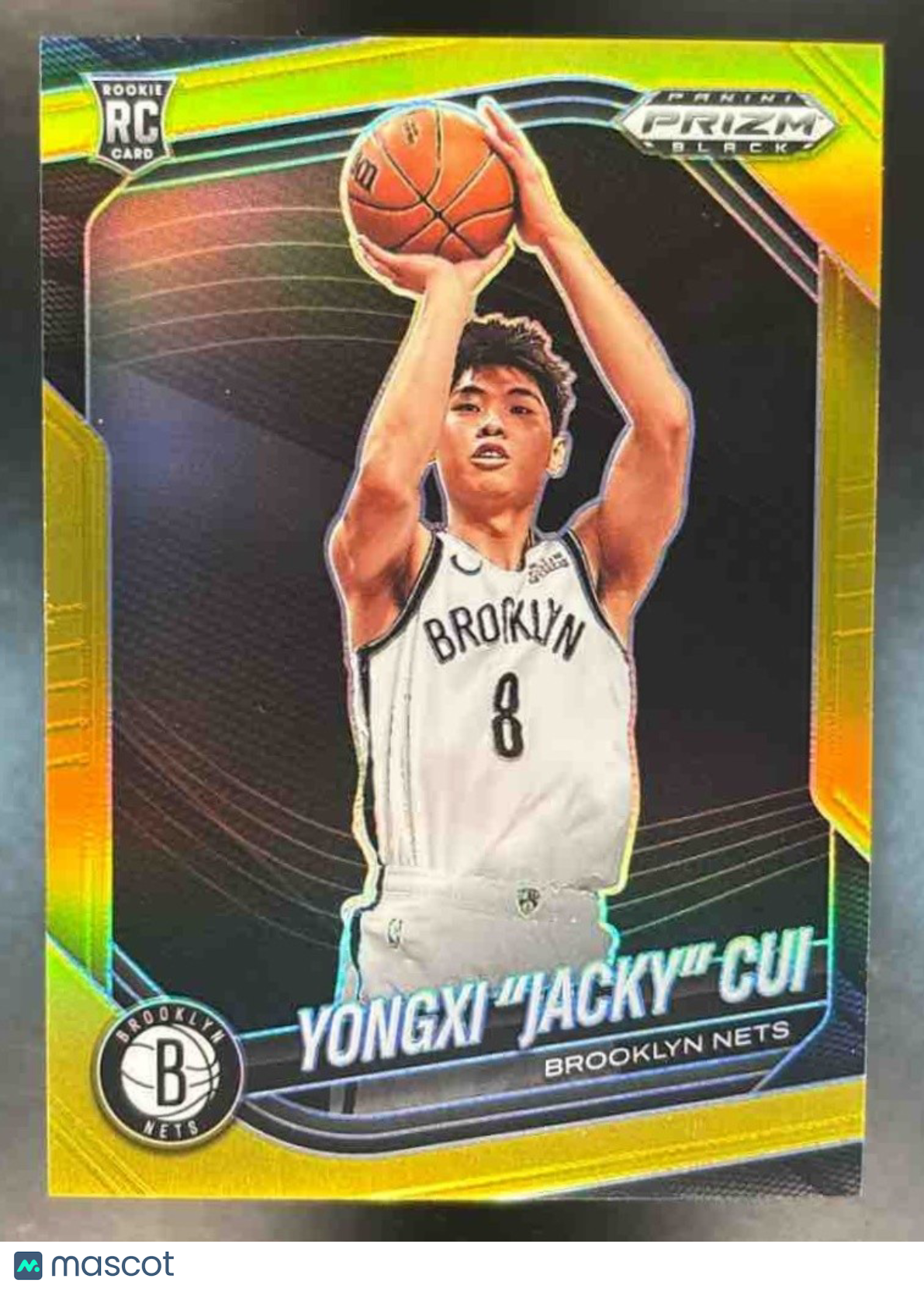 2024-25 Panini Prizm Black Yongxi "Jacky" Cui Gold 10/10 #202 RC Brooklyn Nets