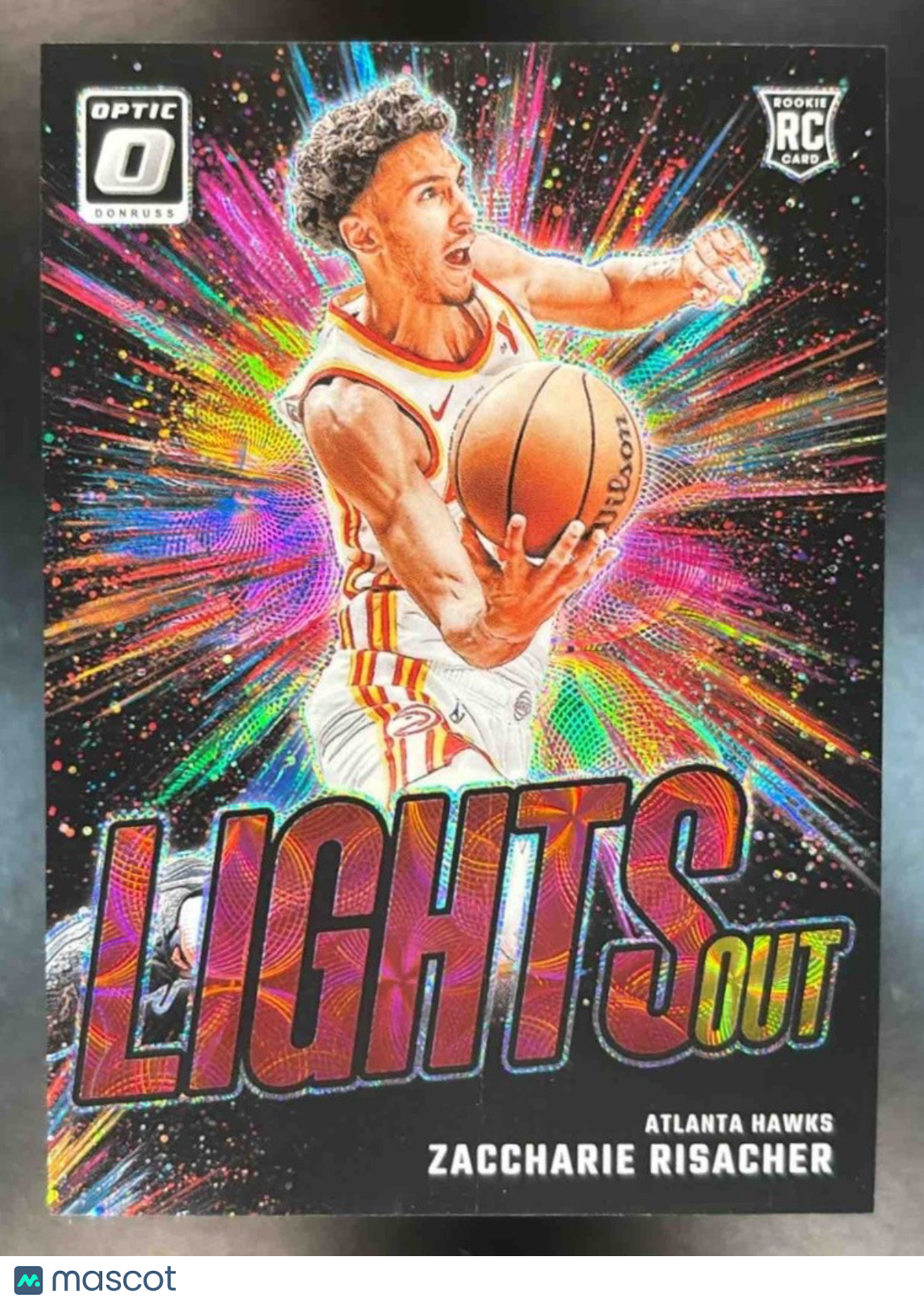 2024-25 Panini Donruss Optic Zaccharie Risacher Lights Out Red & Gold /99 #4 RC
