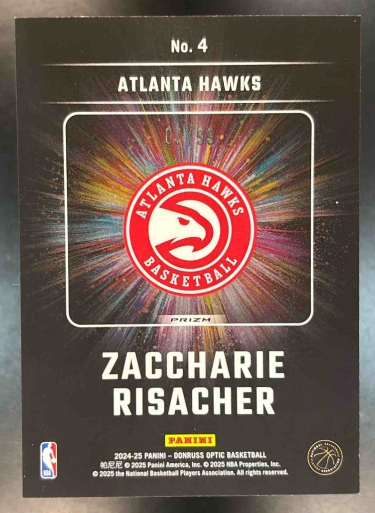 2024-25 Panini Donruss Optic Zaccharie Risacher Lights Out Red & Gold /99 #4 RC