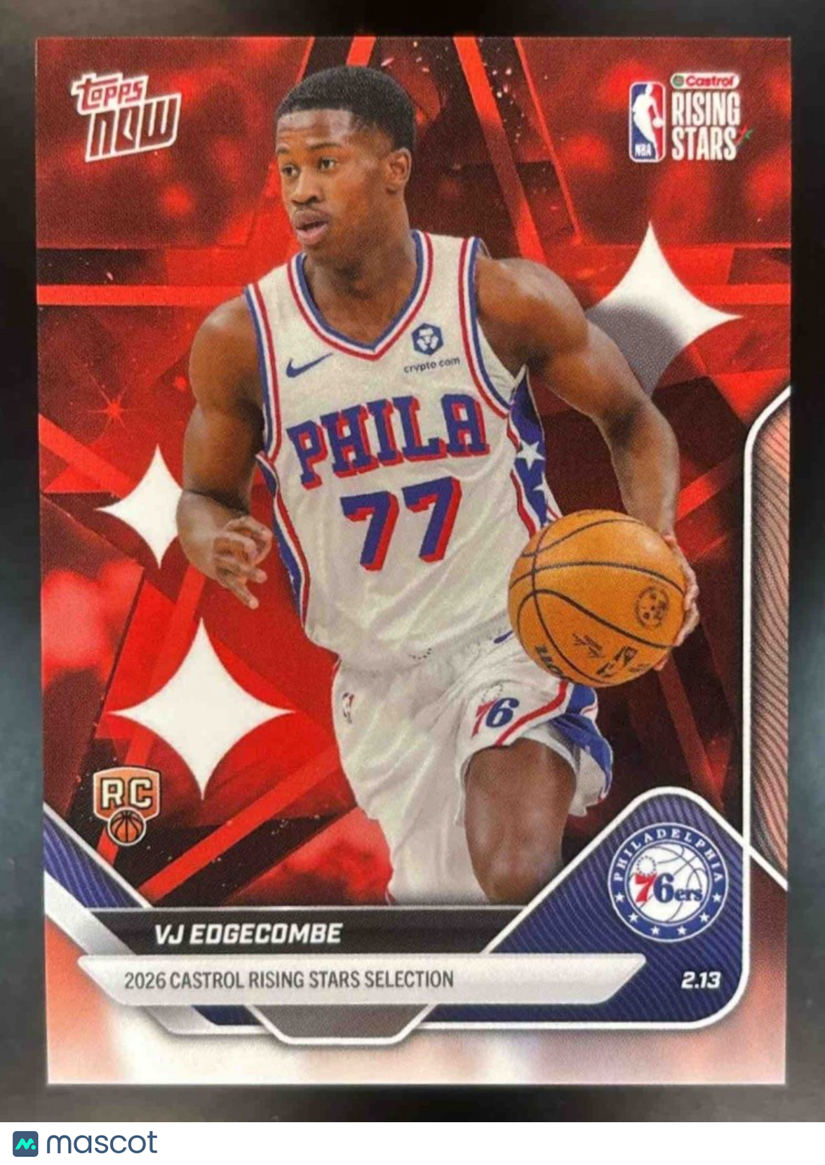 2025-26 Topps Now Rising Stars VJ Edgecombe #RS3 Philadelphia 76ers