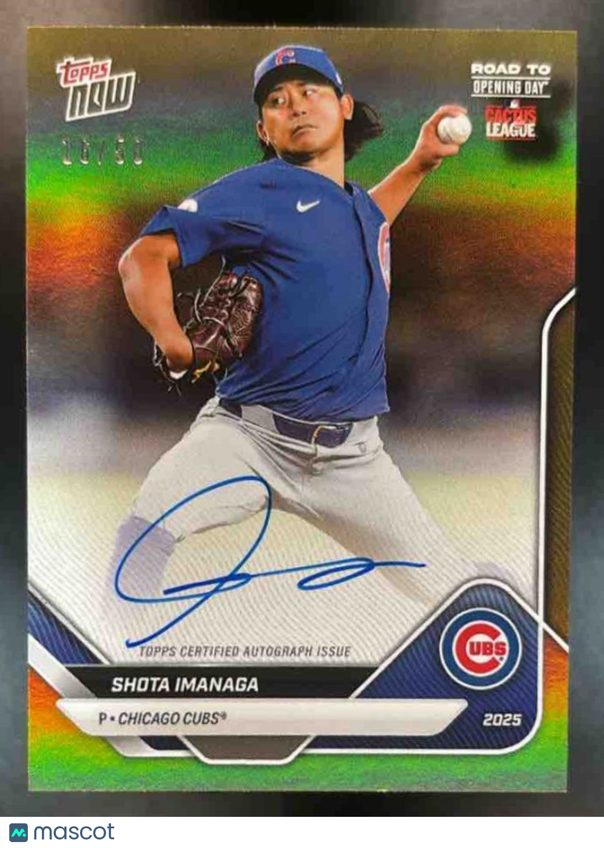 2025 Topps Now Road to Opening Day Cubs Shota Imanaga Auto Gold Foil 16/50 #A-SI