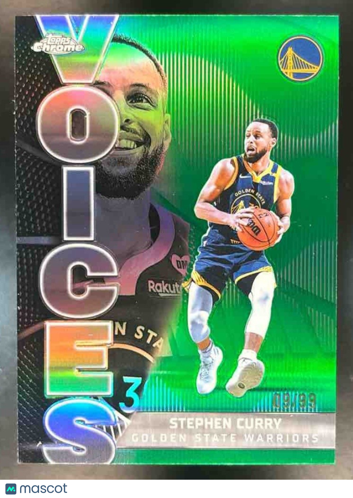 2025-26 Topps Chrome Stephen Curry Voices Green /99 #VS-5 Golden State Warriors