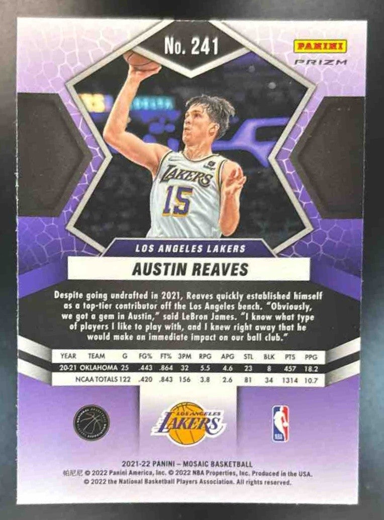 2021-22 Panini Mosaic Austin Reaves Fast Break Silver #241 RC Los Angeles Lakers