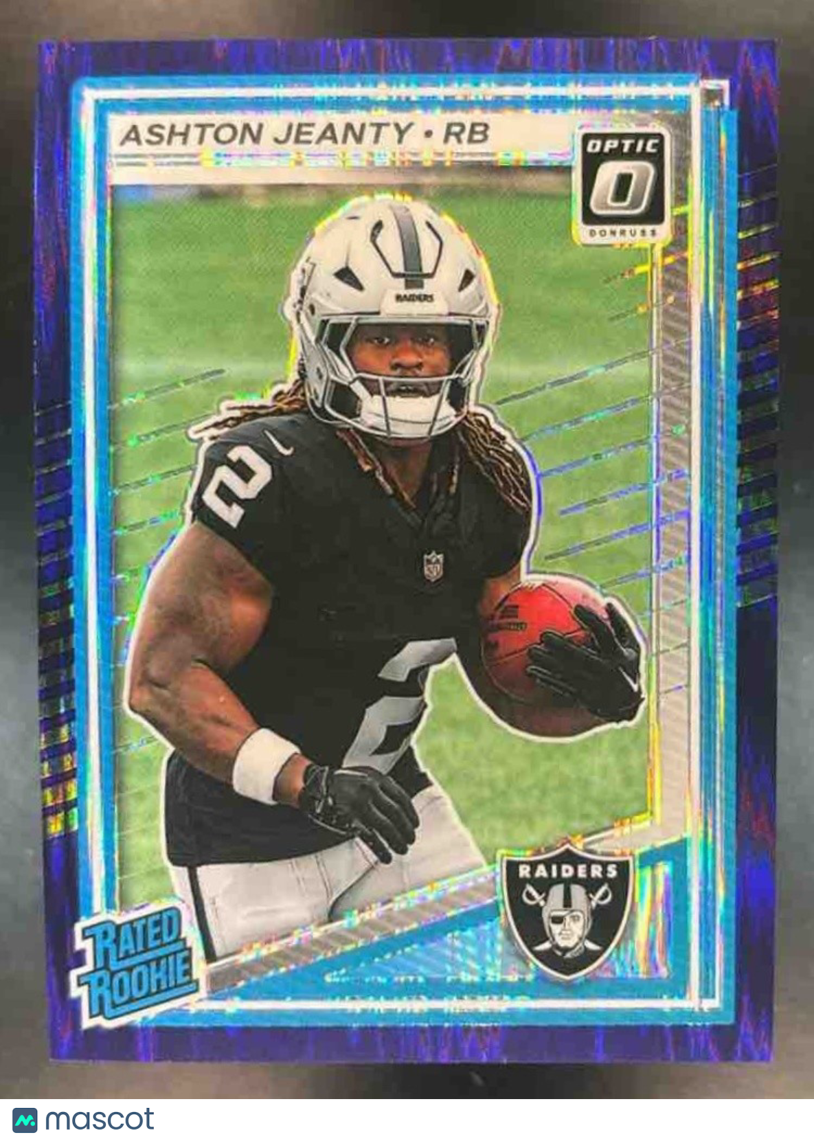 2025 Panini Donruss Optic Ashton Jeanty Purple Shock RC #202 Las Vegas Raiders