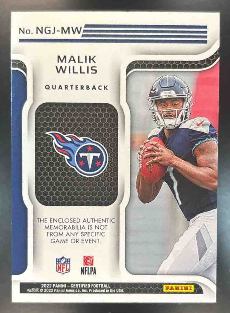 2022 Panini Certified Malik Willis New Generation Patch Purple /10 MEM RC Titans