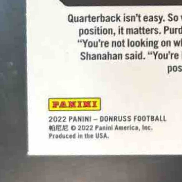 2022 Donruss Brock Purdy Optic Rated Rookie Preview Red and Green P-374 RC 49ers